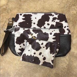 Cow print 3 piece purse set